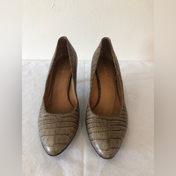 Dries Van Noten Heels Tan Taupe Croc Embossed Silver Pumps Size 37 - Picture 2 of 7